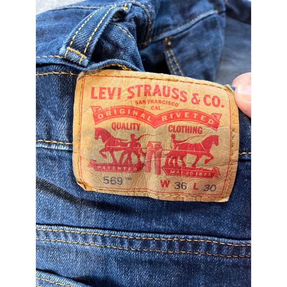 Levi's Men 569 Loose Straight Dark Wash Denim Jeans 36x30 Relaxed Streetwear